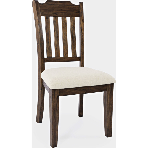 Bakersfield Slatback Dining Chair in Brushed Wood & Cream Fabric (Set of 2)